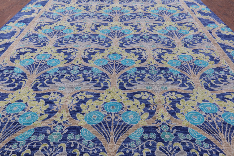 11' 11" X 15' 0" Handmade William Morris Wool Rug - Q15733