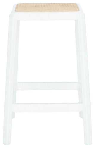 Safavieh Silus Backless Cane Center Stool, White/Natural