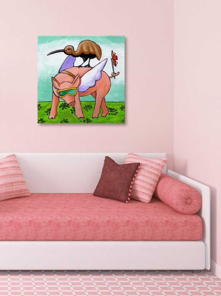 Marmont Hill, "Kiwis Pig Adventure" by Janet Nelson on Wrapped Canvas, 40x40