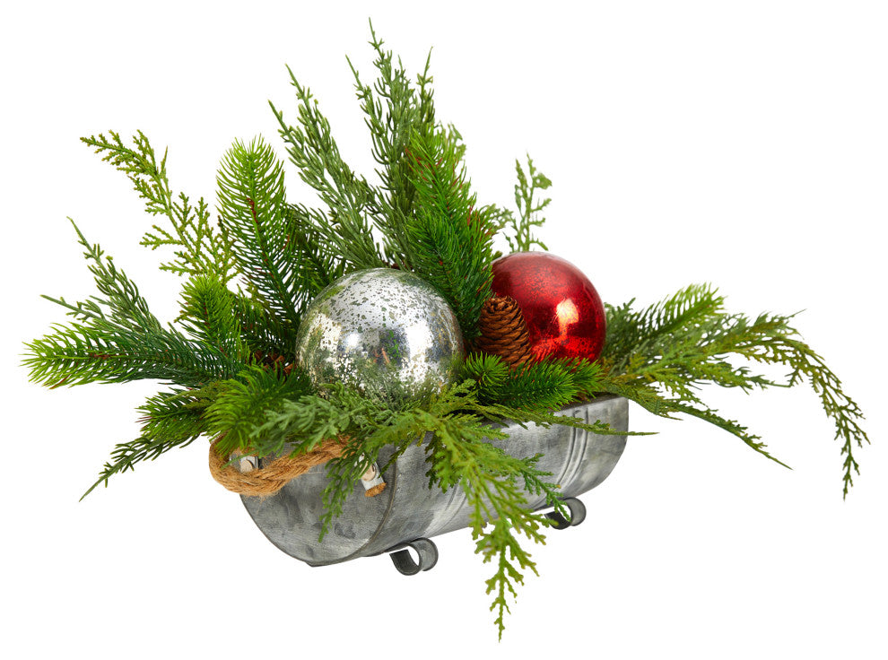 18" Holiday Winter CedarPine Artificial Table Christmas Arrangement