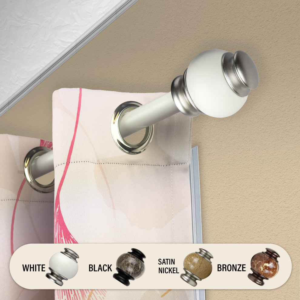 Polychrome 1" Curtain Rod, White, 120-170"