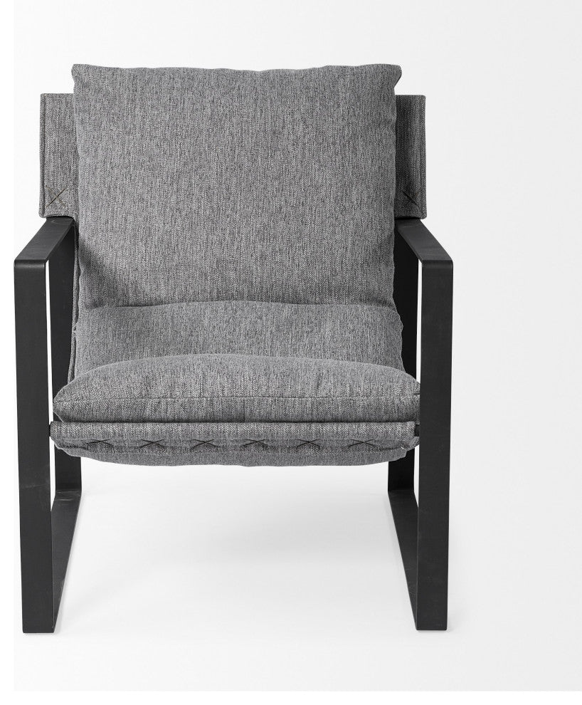 Stone Gray and Black Metal Sling Chair