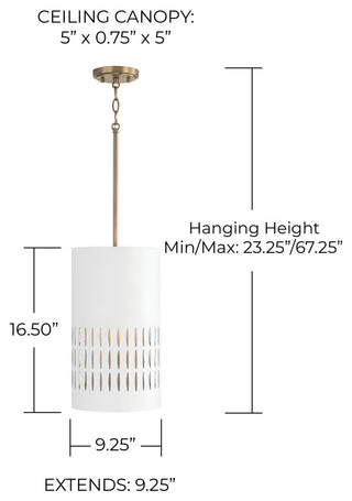 Capital Lighting 350212 Dash 10"W Mini Pendant - Aged Brass / White
