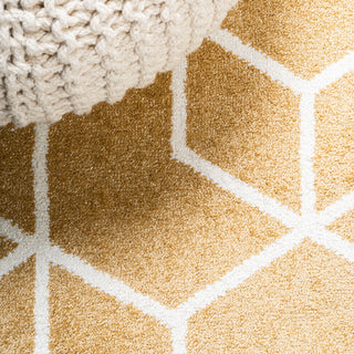Tumbling Blocks Modern Geometric Gold/White 3'x5' Area Rug