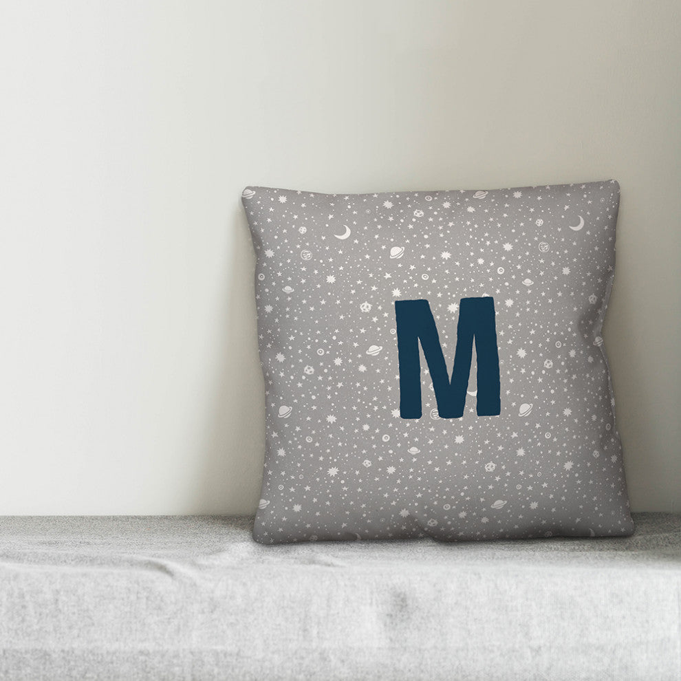 Monogram M Space Doodle 16x16 Spun Poly Pillow