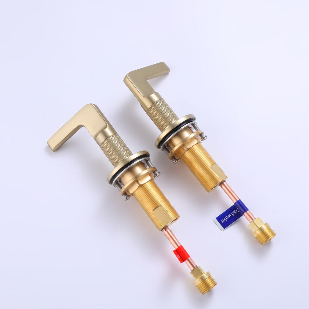 Deck Mounted Widespread Dual Handles Bathroom Sink Faucet, Brushed Gold