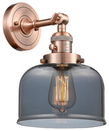 Large Bell 1-Light Sconce, Antique Copper, Glass: Plated Smoked
