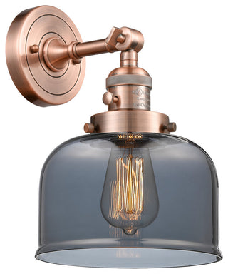 Large Bell 1-Light Sconce, Antique Copper, Glass: Plated Smoked