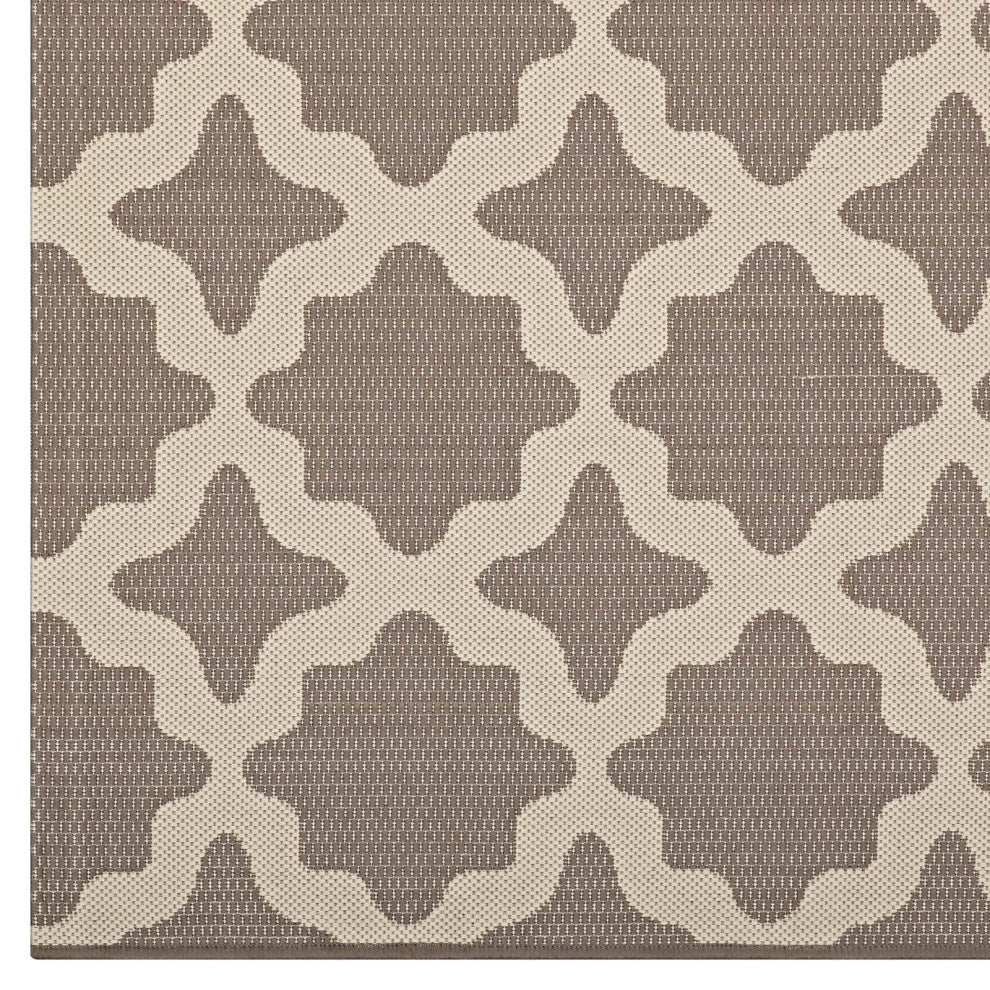 Cerelia Moroccan Trellis 9x12 Indoor and Outdoor Area Rug, Light and Dark Beige