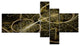 Yellow Metallic Fabric Pattern, Abstract Print On Canvas, 60"x32", 5 panels