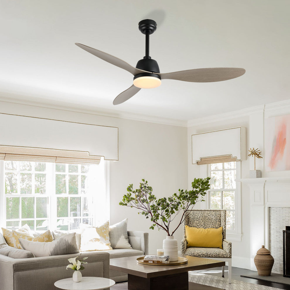 Audie 52" 1-Light App/Remote-Controlled 6-Speed Ceiling Fan, Gray Wood
