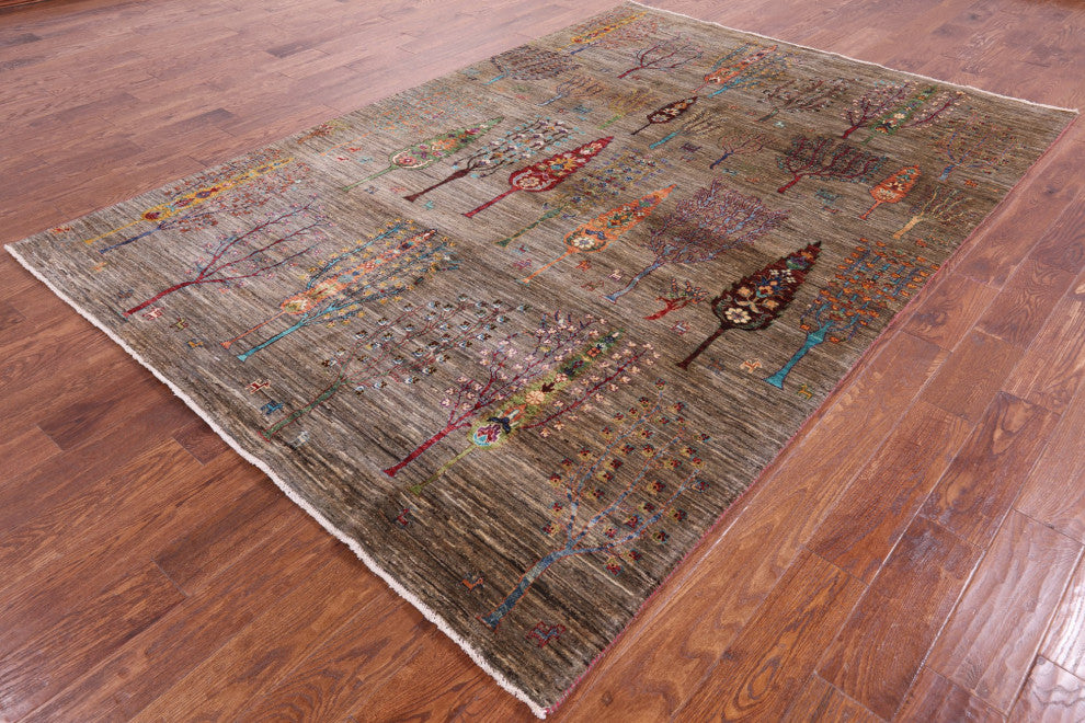 6' 7" X 9' 6" Tribal Persian Gabbeh Hand Knotted Wool Rug Q5655
