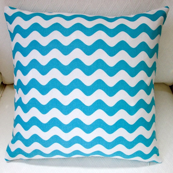 Kids Indoor Wave Canvas In Hot Pink Or Aqua 20x20 Throw Pillow