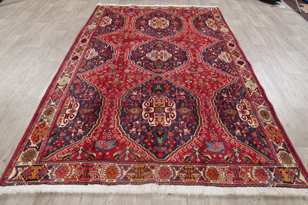 Consigned, Oriental Hand-Knotted Vintage Traditional Persian Area Rug, Red, 6x9
