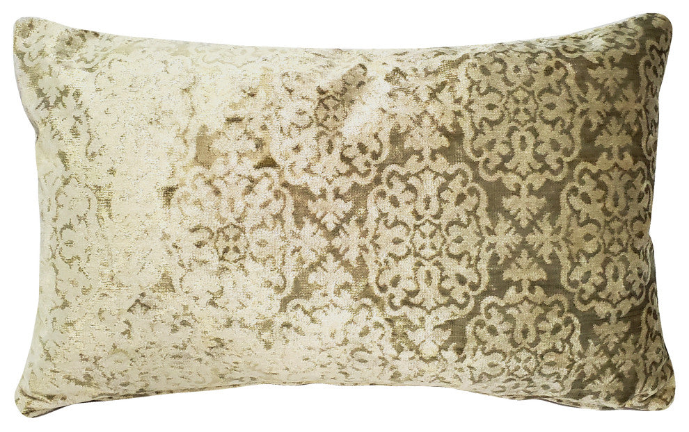 Artemis Canyon Beige Velvet Throw Pillow 12x20, with Polyfill Insert