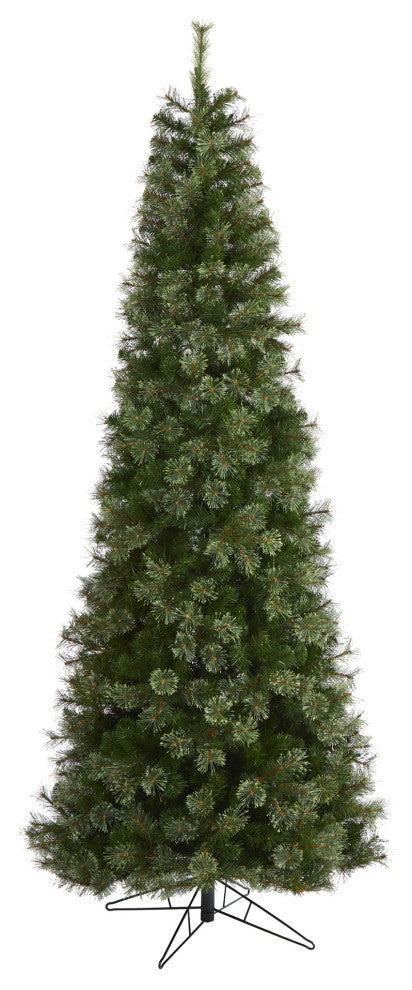 9' Cashmere Slim Faux Xmas Tree W/550 Warm White Lights & 1308 Bendable Branches