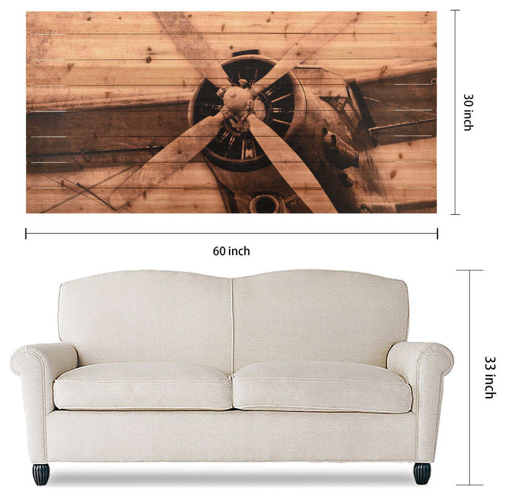 "Plane Propeller" Arte de Legno Digital Print on Solid Wood Wall Art