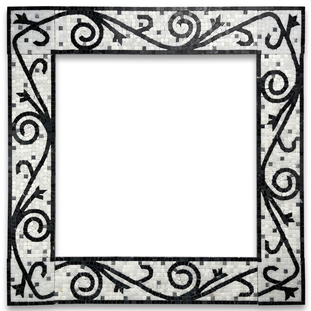 Marble Mosaic Border Listello Tile Garden Nero 4.7x20.5 Polished, 1 piece