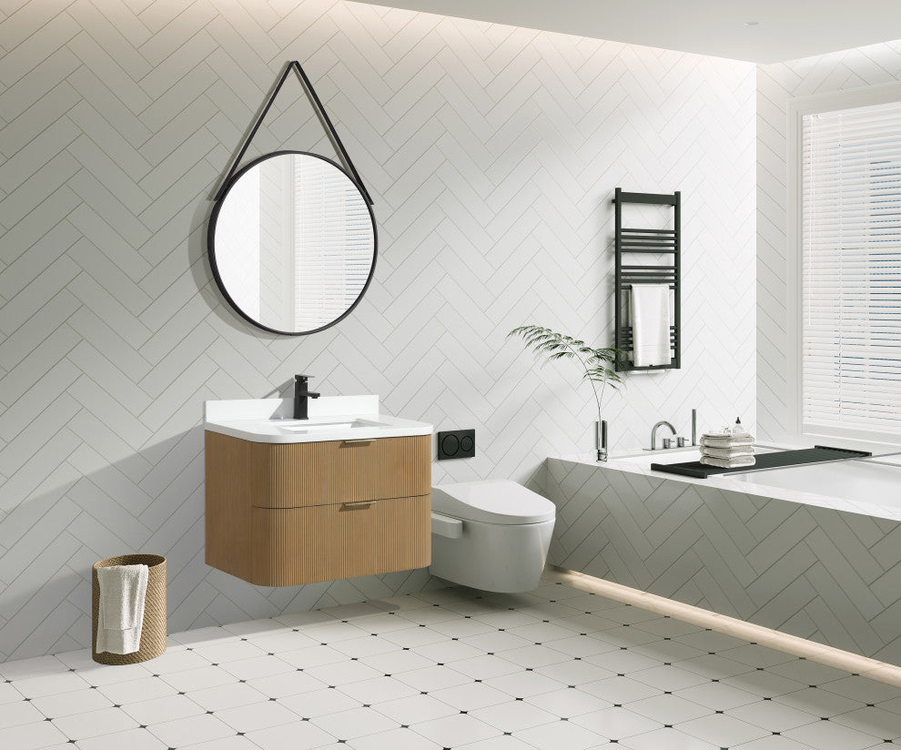 Ari Kitchen and Bath Chantal 30" Floating Bathroom Vanity Oak