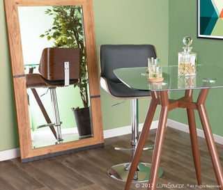 Lumisource Clara Counter Table, Walnut Metal and Clear Glass