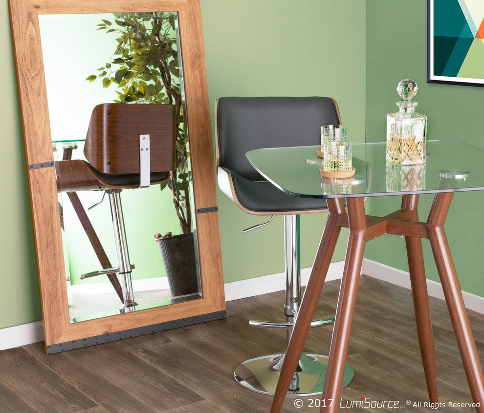 Lumisource Clara Counter Table, Walnut Metal and Clear Glass