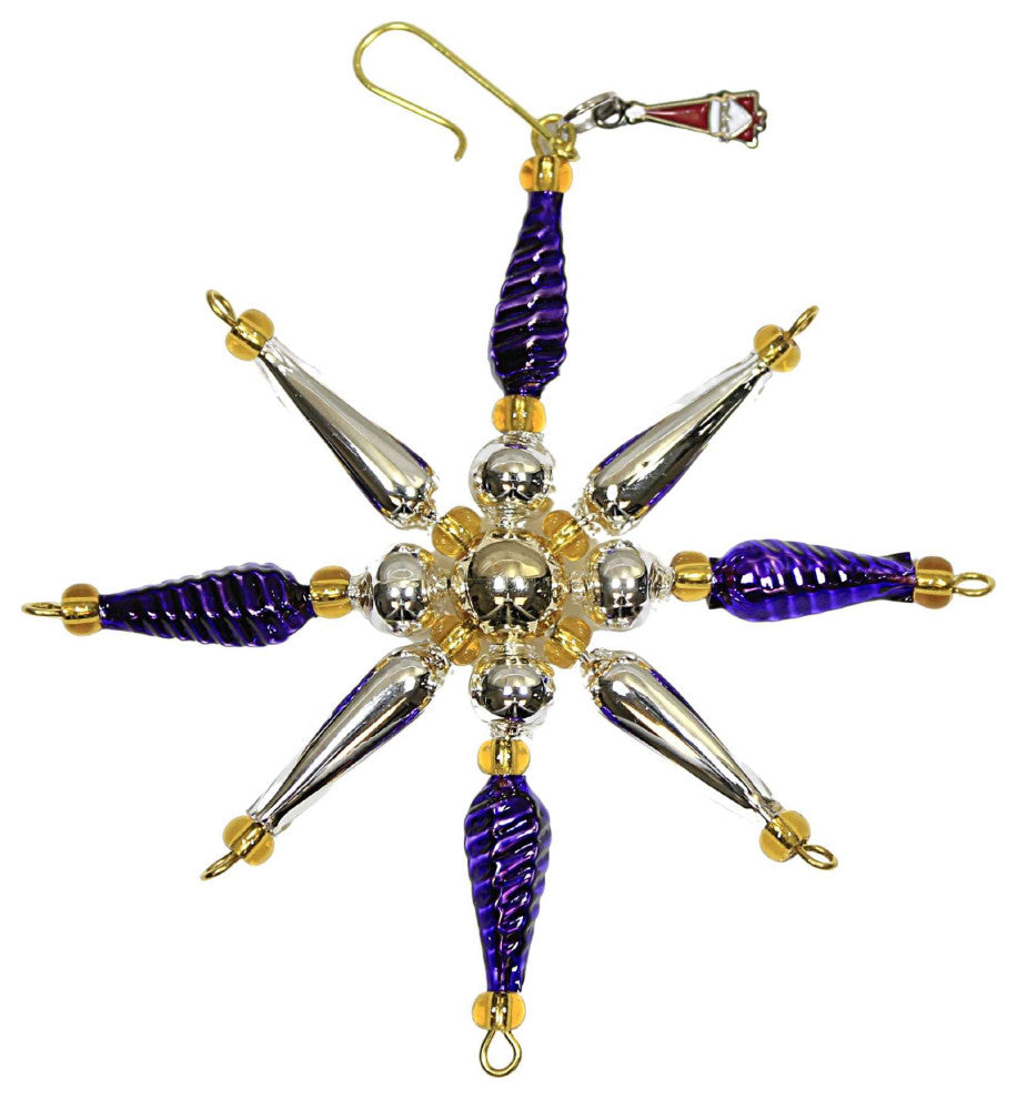 Santa Land Diamond Brite Burst Set / 3 Beaded Ornament Star Retro