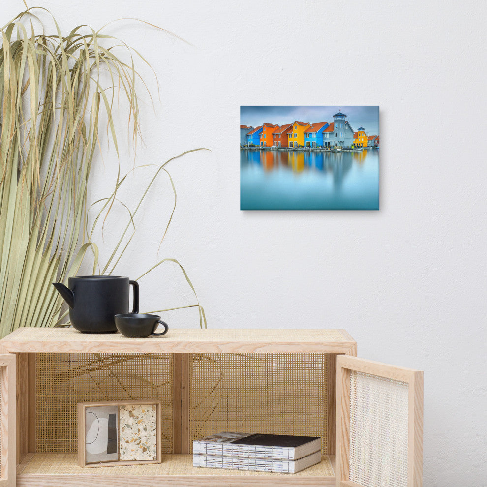 Blue Morning at Waters Edge Groningen Netherlands Canvas Prints, 12" X 16"