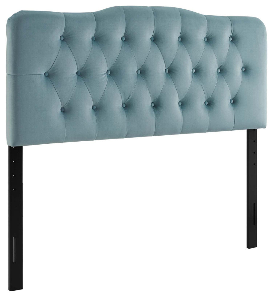 Annabel Full Diamond Tufted Performance Velvet Headboard Light Blue