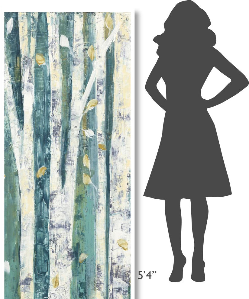 "Birches in Spring Panel III" Digital Paper Print by Julia Purinton, 32"x77"