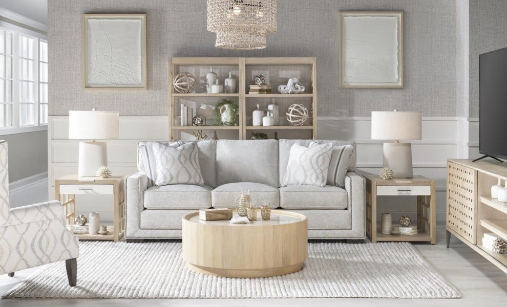 Biscayne Rectangle Cocktail Table With Travertine Insert