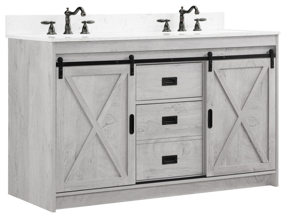Rafter 54" Bathroom Vanity, White Wash