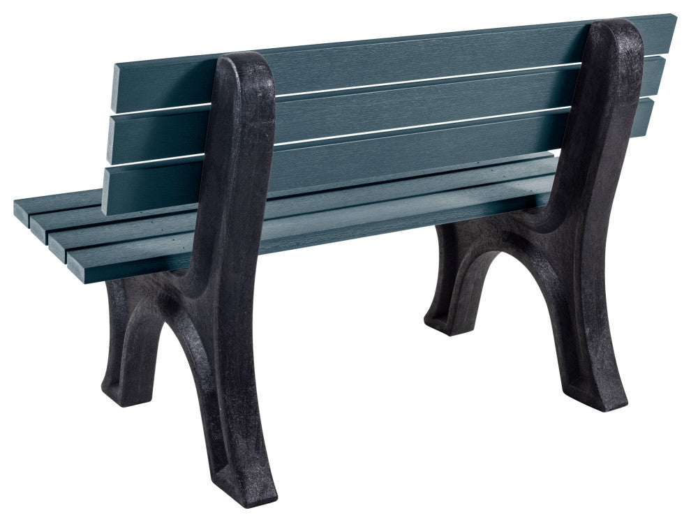 Aurora Traditional 4' Park Bench, Weathered Acorn, Federal Blue
