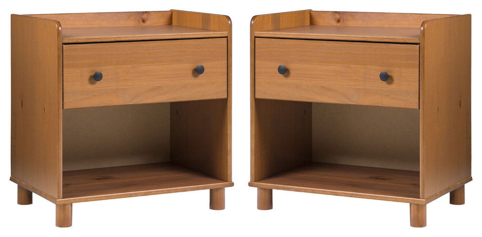 Morgan 2 Piece Tray Top Solid Wood Nightstand - Caramel