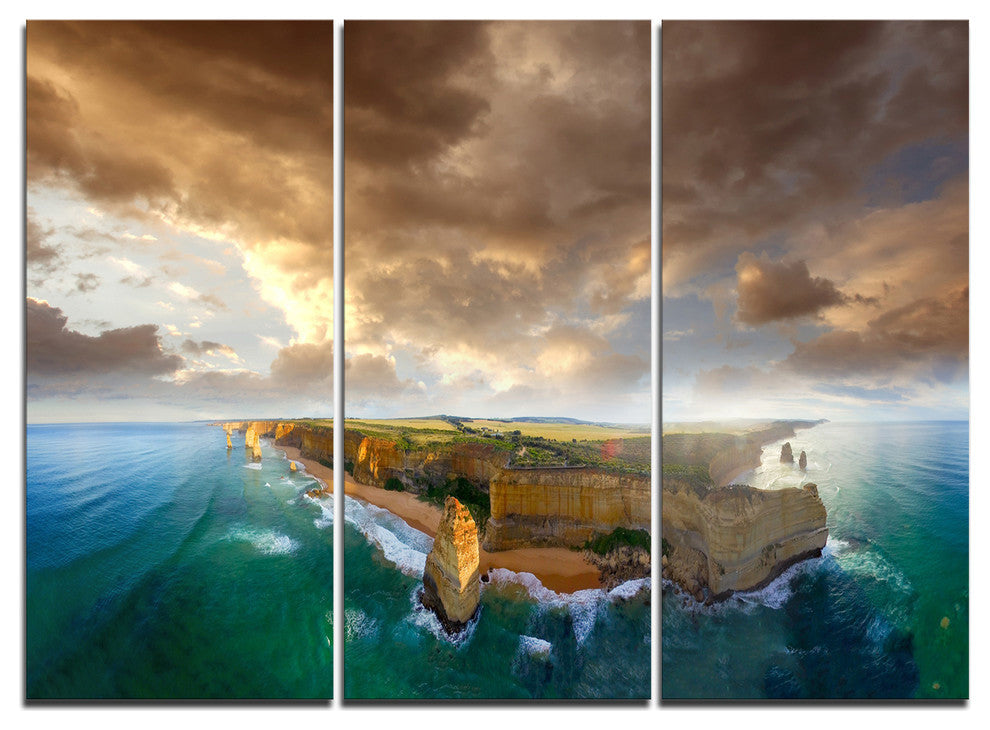 "Great Ocean Road Australia Blue" Metal Wall Art, 3 Panels, 36"x28"