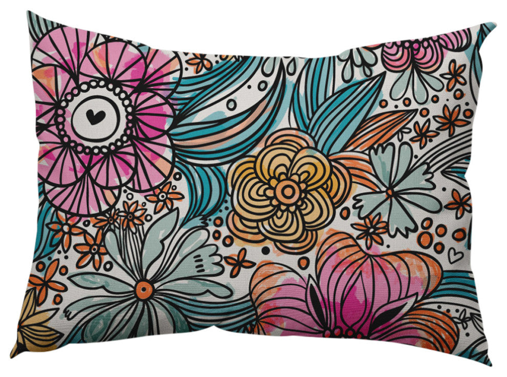 Flower Melange Decorative Throw Pillow, Orange, 14"x20"