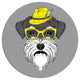Schnauzer With Hat And Glasses, Animal Art Disc Metal Artwork, 36"