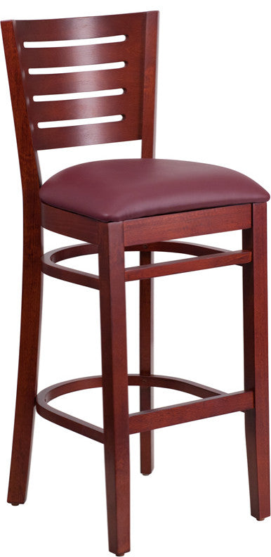 Mahogany Wood Stool-Burg Vinyl