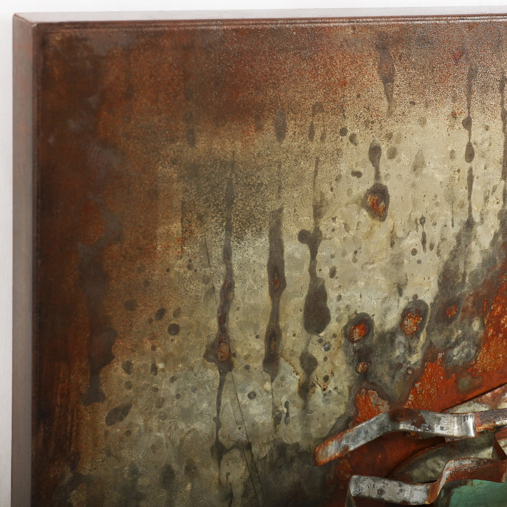 "Homme" Mixed Media Iron Hand Painted Faces Dimensional Wall Art