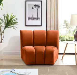 Infinity Channel Tufted Velvet Modular Chair, Cognac, 1 Piece