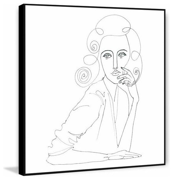 "Lady Sketch" Floater Framed Painting Print on Canvas, 48"x48"