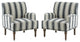 Comfy Living Room Armchair With Stripe Design Set of 2, Black