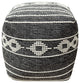 Ivory Hand-woven Moline Pouf, 18" Cube