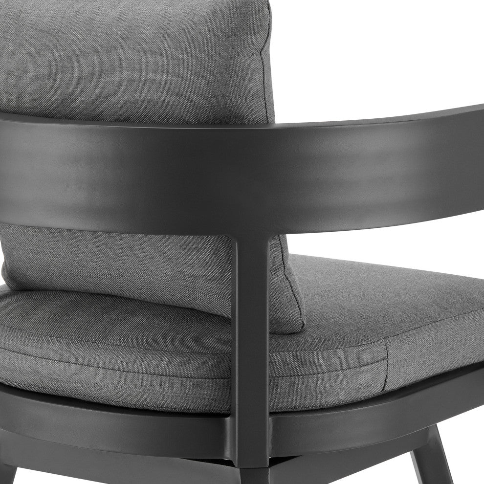 Menorca Outdoor Patio Swivel Counter Stool, Aluminum With Gray Cushions