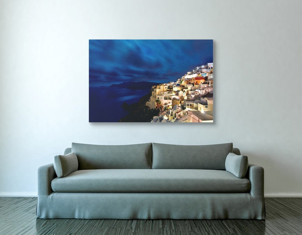 Epic Graffiti "Time Exposure at Santorini" Giclee Canvas Wall Art, 40"x60"