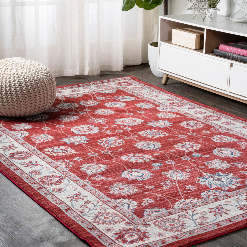 Modern Persian Vintage Moroccan Red/Cream 4'x6' Area Rug