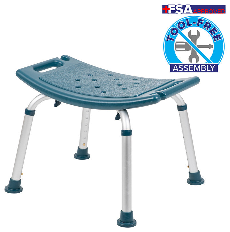 HERCULES Series 300LB Capacity Adjustable Shower Chair, Non-slip Feet, Navy