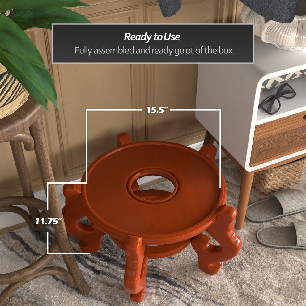 Rosewood Fishbowl Stand, Honey, Size 15.5" Base Diameter