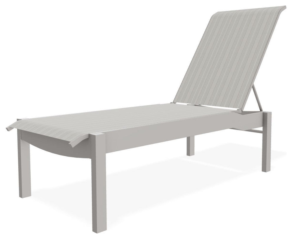 Leeward Sling Stackable Outdoor Chaise Lounge, Harbor/Warm Gray
