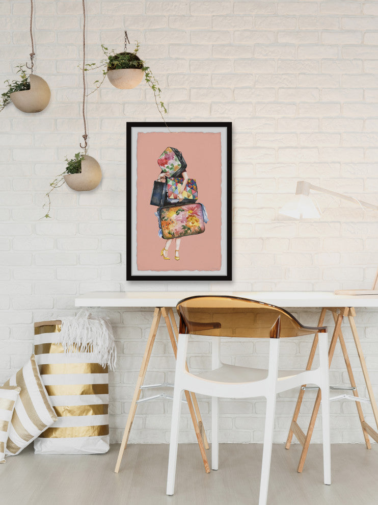 "Hand Carried Luggage" Framed Painting Print, 8x12