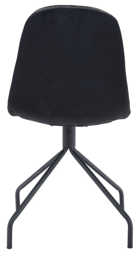 Set of 2 Wide Back Black Velvet Dining or Side Chairs